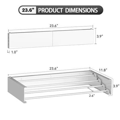 FOCHIER F Laundry Drying Rack Wall Mounted Clothes Drying Rack White,23.6" - color: White, size: 23.6"