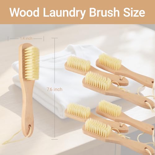 6 Pack Wood Laundry Brush Soft Bristle Shoe Stain Remover Brushes