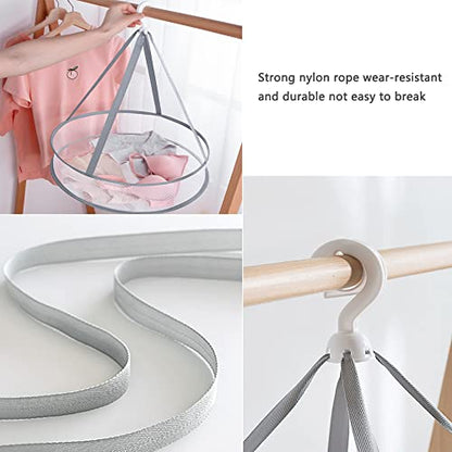 2 Pack Drying Rack Clothing Collapsible Laundry Basket 23'' Folding Hanging Dry Net Mesh Dryer with Hook for Clothes Drying Household Lingerie Sweater Blouse Herb (1Tier+2Tier)