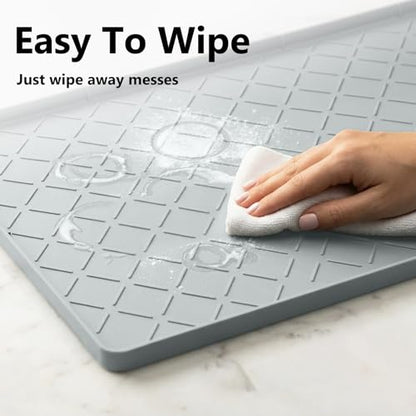 Mateeylife Under Sink Mat Kitchen Waterproof, Silicone Sink Tray 28"X19" - color: Light Grey, size: 19''W x 28''L