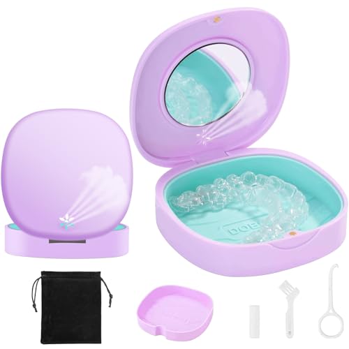 Doboli Retainer Case, Purple, Compatible with Invisalign, Night Guard, Mouth Guard, 1 Count - color: Purple