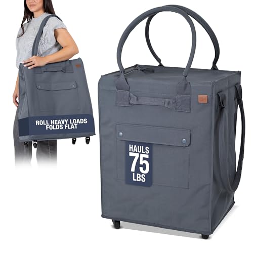 CleverMade Rolling Tote Bag With Wheels, 90L, 75 lb, Gunmetal - color: Gunmetal