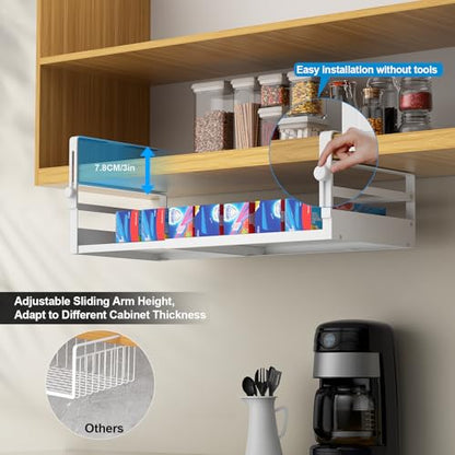 AmonHouseware 2Pack Expandable Under Shelf Storage Basket Organizer,White - color: White