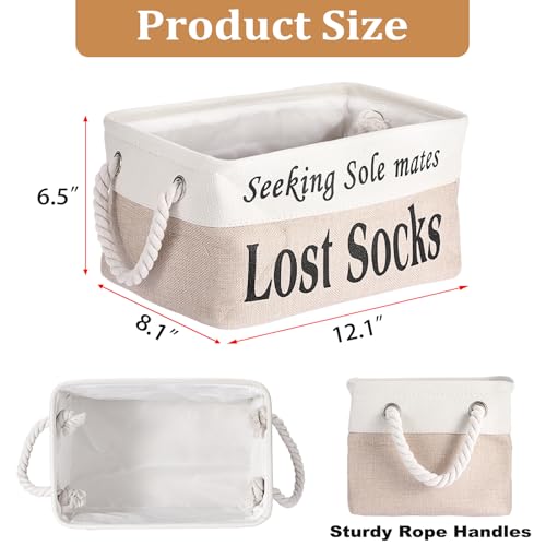 Lost Socks Basket for Laundry Room, Fabric Missing Sock Holder - color: Khaki