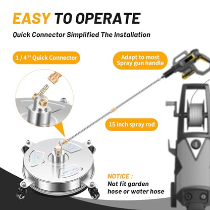 LidoDola 14'' Pressure Washer Surface Cleaner, Power Washer Accessory - size: 14 INCH SILVER