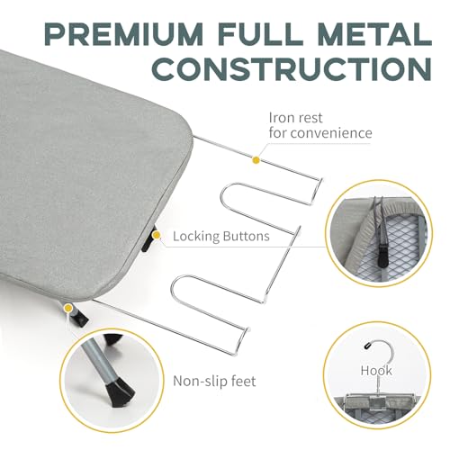 RAINHOL Gray Mini Tabletop Ironing Board 31"x12" - color: Gray, size: Steel Mesh