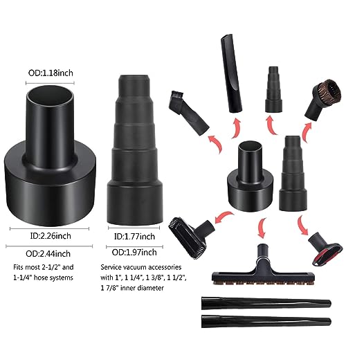 10 Pack Vacuum Attachments for Shop Vac Accessories, 1 1/4" Vacuum Attachments with Hardwood Floor Brush, 2 1/2" to 1 1/4" Vacuum Hose Adapter & 1 7/8" to 1" Adapter for shop Vac Attachment - size: 10 Pack