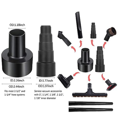 10 Pack Vacuum Attachments for Shop Vac Accessories, 1 1/4" Vacuum Attachments with Hardwood Floor Brush, 2 1/2" to 1 1/4" Vacuum Hose Adapter & 1 7/8" to 1" Adapter for shop Vac Attachment - size: 10 Pack