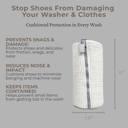 Shoe Washing Bag for Washer & Dryer – 2 Pack Sneaker Laundry Bags with Thick Microfiber Protection Mesh Shoe Wash Bag for Shoes & Delicates – White - color: White