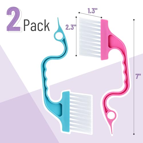 Slick- Window Track Cleaning Brush, 2 Pack, Blue/Pink Ergonomic Handle, Built-in Scraper, Multipurpose, Window Track Cleaning Tools - color: Blue/Pink, size: 2 Pack