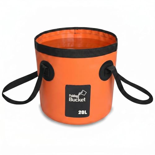 5 Gallon Collapsible Bucket with Handle for Car Washing (Orange) - color: Orange