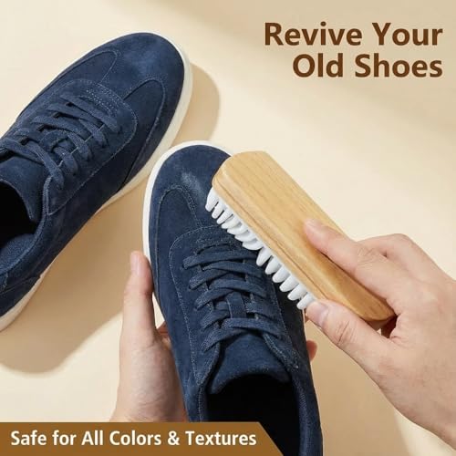 3Pcs Suede Brush, Suede Brush for Shoes & Suede Eraser Set, 2026 Upgraded Nubuck Cleaning Brush, Wooden Handle Soft Cleaner for Shoes Bags Jacket Purse Sofa