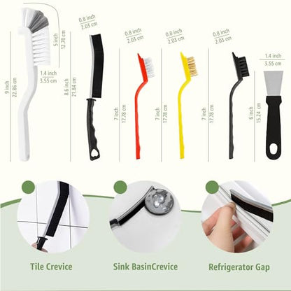 Inmorven 11 Pcs Crevice Cleaning Brush Set, Multi-Purpose Hard Bristle Brushes for Deep Cleaning Kitchen, Bathroom, Grout, Sink, Cup, Teapot, Bottle, Blender, Corners, Tight Spaces