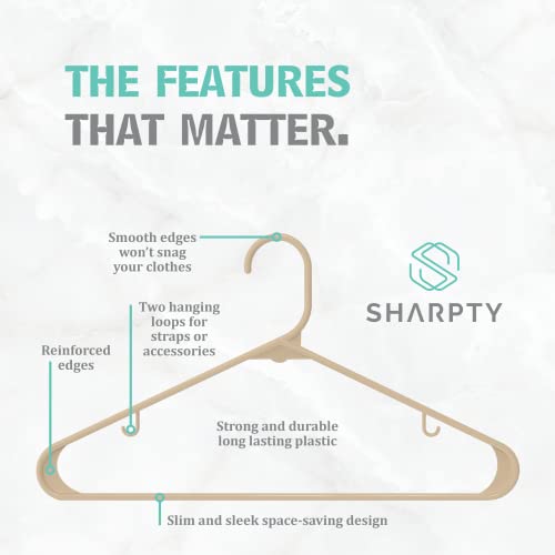 Sharpty Plastic Hangers Clothes Hangers for Clothing, Closet, Coats & Shirts - Durable & Space Saving - for Everyday Standard Use, Room Essentials & Basics - 120 Pack - Beige - color: Beige, size: 60 (Pack of 2)