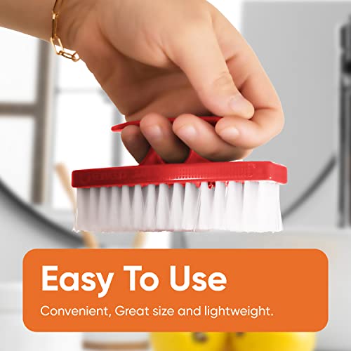 Superio Nail Brush Cleaner with Handle - Durable Brush Scrubber To Clean Toes, Fingernails, Hand Scrubber All Surface Cleaning, Red Heavy Duty Scrub Brush Stiff Bristles, Easy To Hold - color: Red, size: 1 Pack