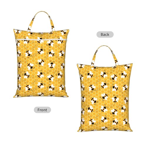 Yellow Cute Bee Cartoon Travel Laundry Bags Cloth Diaper Wet Bags Handle Washable Dirty Clothes Bags Wet Dry Bag Suitcase Gym Swimming Pool College Dorm Wet Bag - color: 1 PC1, size: One Size