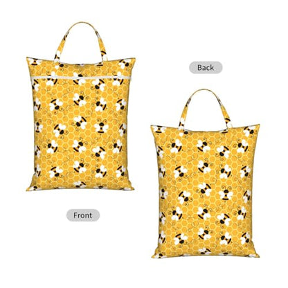 Yellow Cute Bee Cartoon Travel Laundry Bags Cloth Diaper Wet Bags Handle Washable Dirty Clothes Bags Wet Dry Bag Suitcase Gym Swimming Pool College Dorm Wet Bag - color: 1 PC1, size: One Size