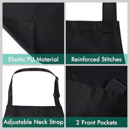 Surblue Waterproof Rubber Vinyl Apron 37" Projects Work Safe Clothes with Adjustable Widened Neck Strap Release Buckle Bib for Dishwashing Lab Work Butcher Cleaning Fish, Black - color: N-buckle Black