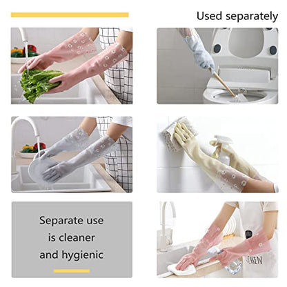 KAQ Dishwashing Gloves - 3 Pairs Reusable Non-Slip Rubber Kitchen Gardening Household Gloves - color: Small