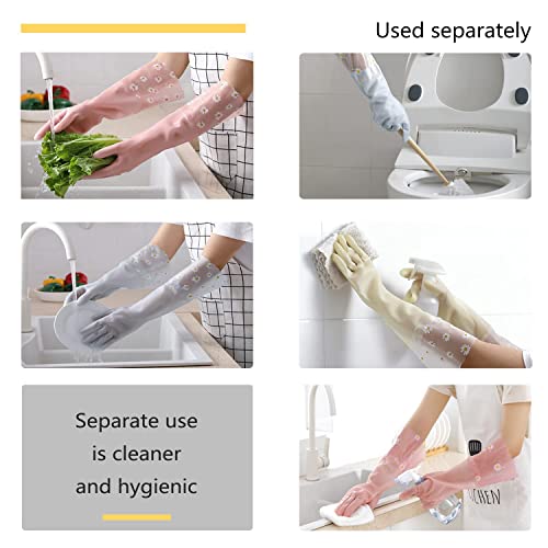 KAQ Dishwashing Gloves - 3 Pairs Reusable Non-Slip Rubber Kitchen Gardening Household Gloves - color: Medium