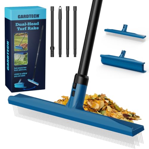 Gardtech 2-in-1 Artificial Turf Rake Brush Broom for Grass Blue