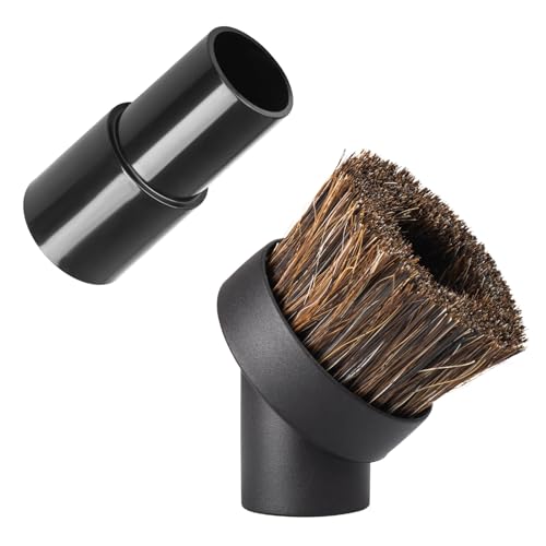 Soft Horse Hair Vacuum Brush Attachment For Shark Vacuum - Round Brush With Adapter - To Convert The 1 1/4" Tool To 1 1/2" Vacuum Hoses, Vacuum Attachment Brush Hair Length 35mm - size: Round Brush