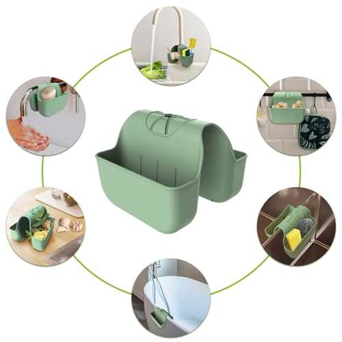 Hanging Silicone Sponge Holder for Kitchen Sink, Green - color: Green