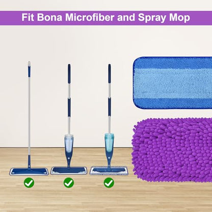DLAIMI 4 Pack Pet System Microfiber Sweeping Pad for Bona Mops, Microfiber Cleaning Pad for Hardwood Floors Dry Wet Cleaning - Picks Up Pet Hair - Includes 2 Sweeping Pads and 2 Deep Clean Pad