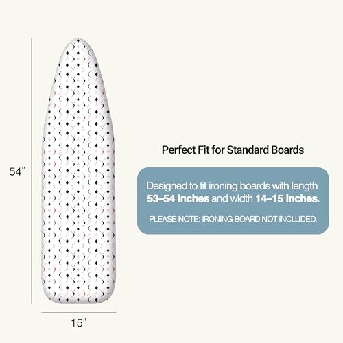 UniSimp Ironing Board Cover and Pad 15"x54" Extra Thick Natural Cotton, Scorch and Stain Resistant Padding, Standard Size Iron Board Cover with Fasteners Heavy Duty Elastic Edge, Heatproof Boomerang - color: Boomerang, size: 15" x 54"