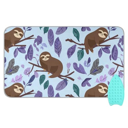 Ironing Mat Pad for Table Portable Travel Iron Blanket Ironing Board Covers Pressing Mat Heat Press Pads 27.6x47.2 Inches Cartoon Sloths Branch Purple60 - color: Cartoon Sloths Branch Purple60
