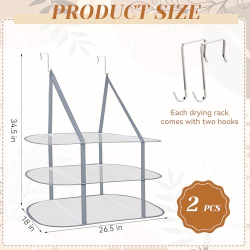 2 Pcs Sweater Drying Rack Over The Door, 3 Tier Foldable Clothes Dry Hanger