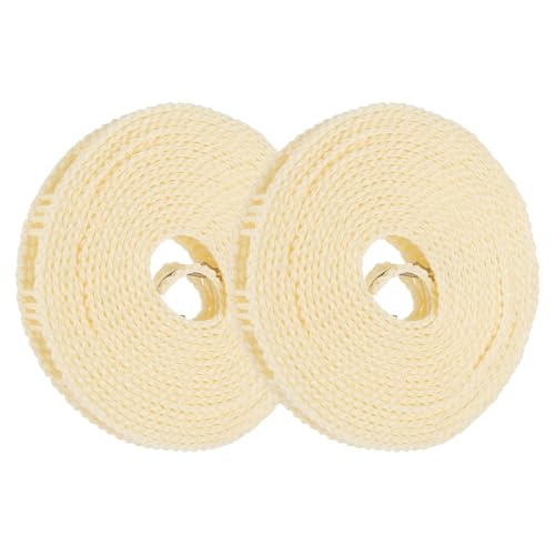 uxcell 2 Pcs Portable Travel Clothesline, 16.4ft Clothes Line Outdoors Travel Hanger Foldable Clothesline Rope with Hooks for Camping Hotel Backyard Home Cruise Ship, Beige - color: Beige, size: 5m/16.4ft