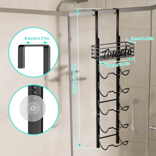 HapiRm Over The Door Towel Rack - 6 Tier Wall Mount Rolled Towel Holder Storage Organizer Shelf with Storage Basket for Small Bathroom, Rv, Camper - Black - size: 6-Tier Wall Mounted