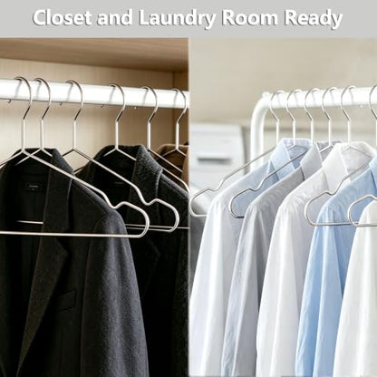Stainless Steel Metal Hangers, 50 Pack, 16.5 Inch, 15 lb Capacity - size: 50pack