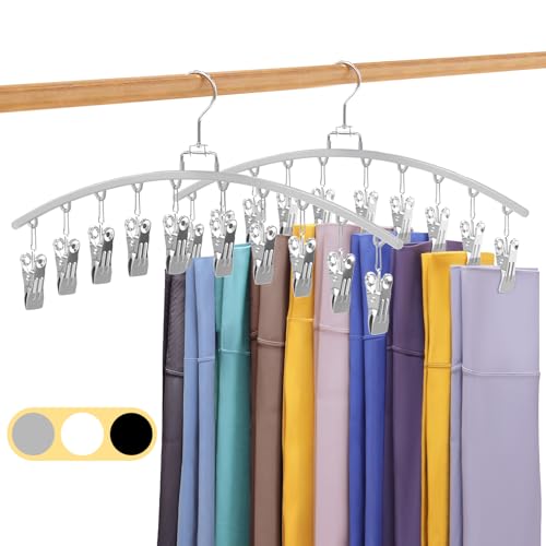 2 Pack Legging Organizer for Closet 360° Swivel, Metal Gym Clothes Organizer w/20 Clips Holds 20 Leggings, Hangers Space Saving, Closet Organizers and Storage, Room Organization Essentials, Grey - color: Gray, size: 2 Pack