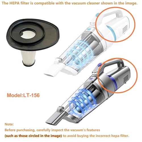 3Pack Hepa Filters Replacement Compatible with Gxzsk LT-156 & LT-158, AHNR LT-156 and JONYJ LT-156 Handheld Vacuum Cordless, Washable and Durable Vacuum Filters.