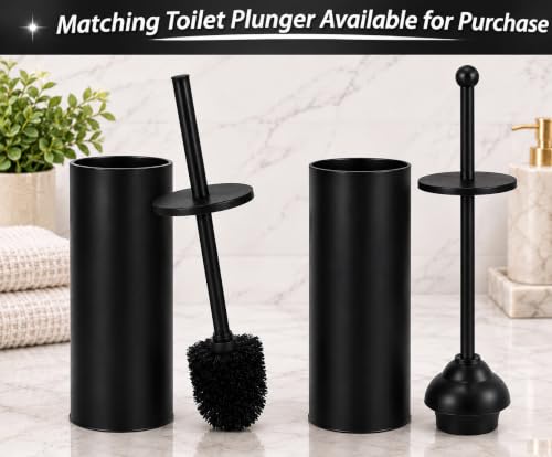 Deep & Sturdy Toilet Bowl Brush with Holder - Durable Scrubbing - Toilet Cleaners - Household Essentials - Silicone Brush - Bathroom Cleaner - Cleaning Supplies - Household Supplies, Matte Black - color: Matte Black Reese