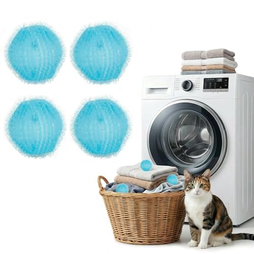 Pet Hair Remover for Laundry 4 Pcs, Reusable Dog & Cat Hair Catcher for Washer and Dryer, Laundry Hair Remover Tool for Clothing, Bedding & Blankets, Blue - color: Blue