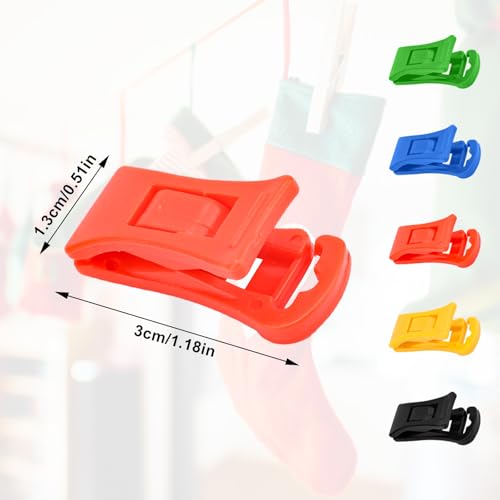 50pcs Sock Clips with Hook, Multi-Color Sock Chip Clip Plastic Sock Holder Laundry Clips for Pairs Amazing Clothes Pins Hanger Clips Food Bag Clips (5 Colors)