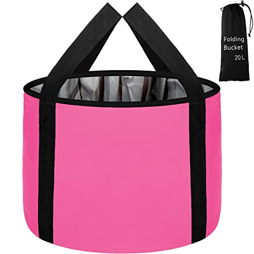 Foot Bath Basin 20L Collapsible Bucket, Portable Foot Soak Tub Feet Soaking Bucket for Outdoor Travel, Camping, Fishing(Pink) - color: Pink, size: 20L-1pcs