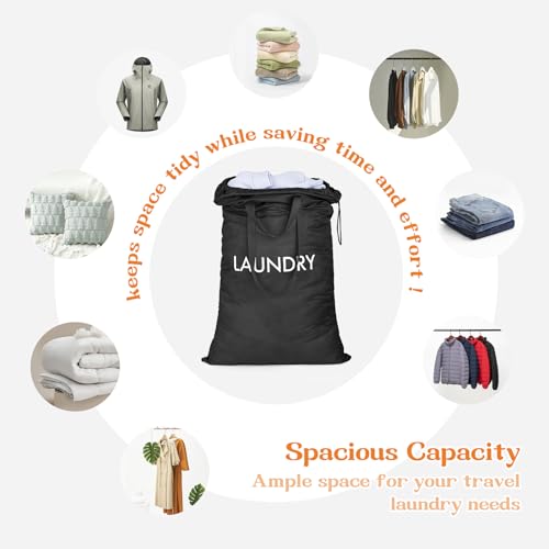 120L Heavy Duty Laundry Bag with Shoulder Handles,Dirty Clothes Storage Bag - color: (Laundry) Black