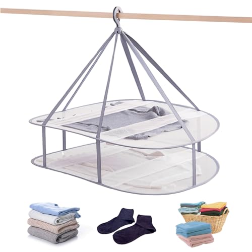 2 Tier Folding Mesh Clothes Drying Rack with Internal Fixation - size: 2 Tier