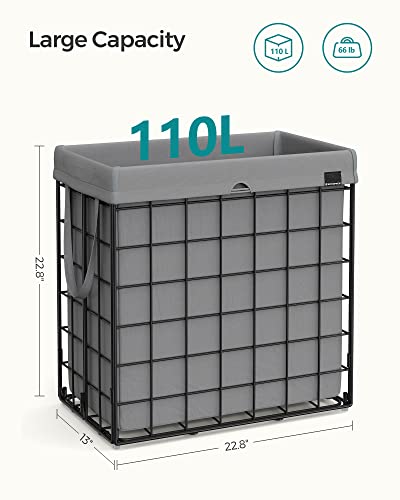 SONGMICS Laundry Hamper, Collapsible, 29 Gal. (110L) - color: Black + Gray, size: 110 L