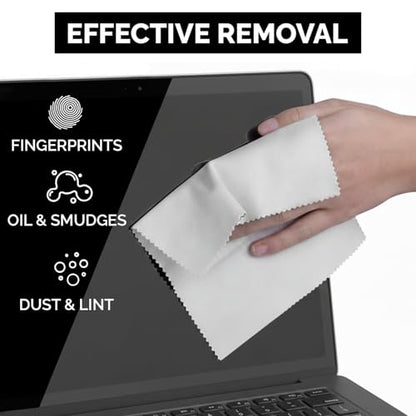 Microfiber Cleaning Cloths 6 Pack – 6x7 Inch Lint‑Free Lens & Screen Cleaner – Eyeglass Camera Phone Tablet TV Cloth – Reusable Scratch‑Free Streak‑Free – 3 Dark Grey & 3 White Individually Wrapped