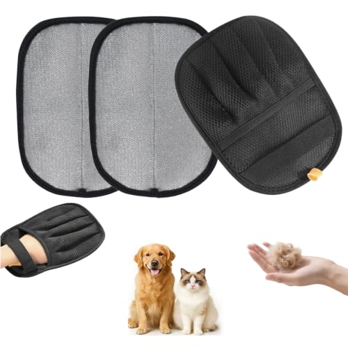 2Pcs Pet Hair Removal Glove with Electrostatic Technology, Pet Hair Gloves for Dogs and Cats, Washable Pet Hair Remover Tool for Sofas, Carpets, Car Seats and Bedding - color: 2pcs black