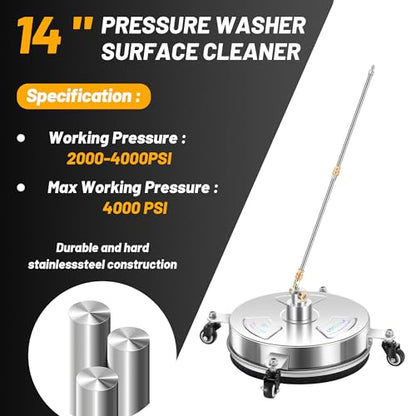 LidoDola 14'' Pressure Washer Surface Cleaner, Power Washer Accessory - size: 14 INCH SILVER