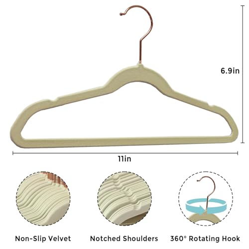 Tonswachic Baby Velvet Hangers 30 Pack - 11 Inch Premium Felt Non Slip Kids Hanger for Infant & Toddler Clothes - 0.2" Slim Space-Saving Baby Felt Hangers for Children's Closet with 10 Clips - Beige - color: Beige, size: 30 Pack