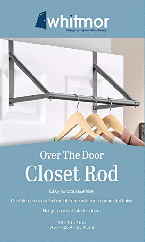 Whitmor Over The Door Hanger, Over The Door Clothes Hanging Rack, Black - color: Gunmetal