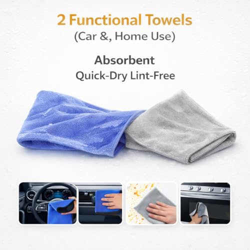 Car Detailing Kit 15PCS, Boar Hair Brushes,160g Gel, Swivel Glass Tool