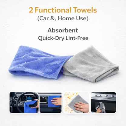 Car Detailing Kit 15PCS, Boar Hair Brushes,160g Gel, Swivel Glass Tool